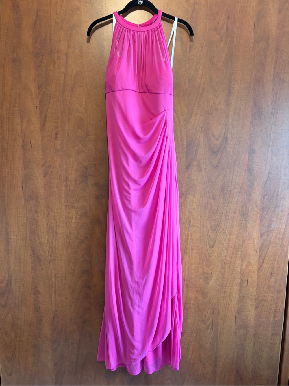 David's Bridal Bright Fuchsia Halter-Style Maxi Dress